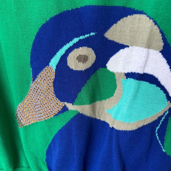 Cynthia Rowley Women's 3/4 Sleeve Sequined Wood Duck Sweater Size Medium - Picture 3 of 5